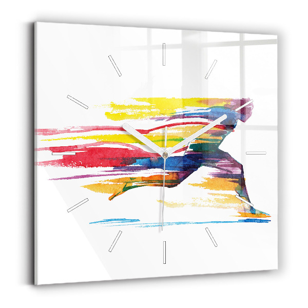 Wanduhr quadratisch mit motiv Illustration eines Läufers