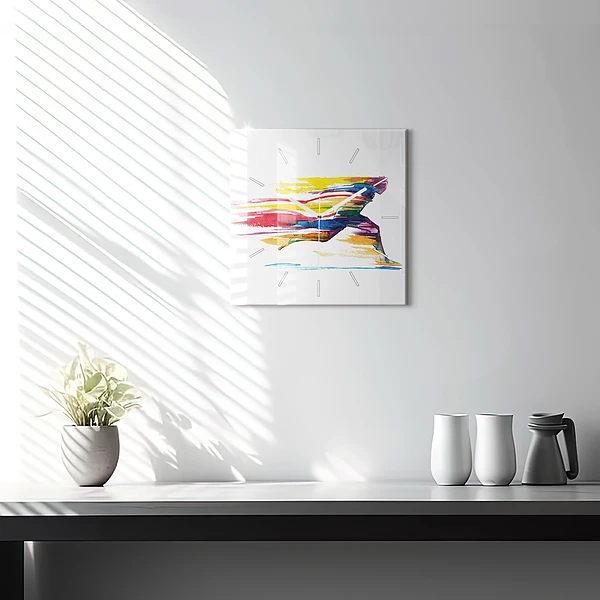 Wanduhr quadratisch mit motiv Illustration eines Läufers