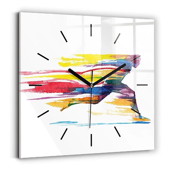 Wanduhr quadratisch mit motiv Illustration eines Läufers
