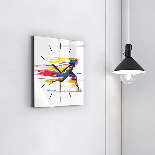 Wanduhr quadratisch mit motiv Illustration eines Läufers