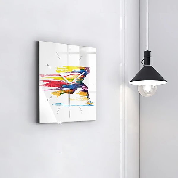 Wanduhr quadratisch mit motiv Illustration eines Läufers