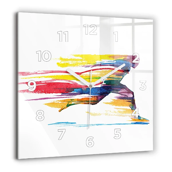 Wanduhr quadratisch mit motiv Illustration eines Läufers
