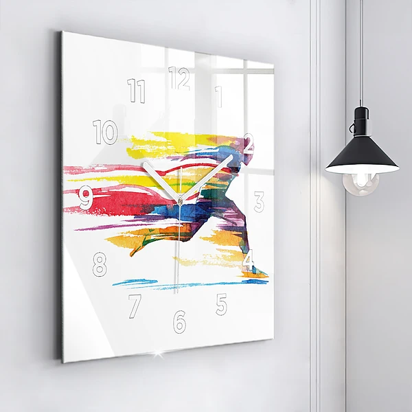 Wanduhr quadratisch mit motiv Illustration eines Läufers