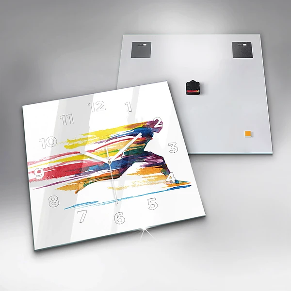 Wanduhr quadratisch mit motiv Illustration eines Läufers