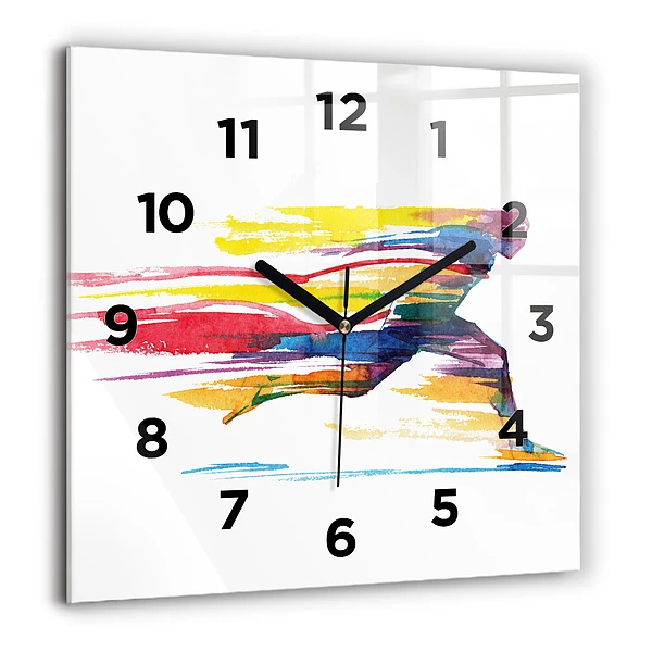 Wanduhr quadratisch mit motiv Illustration eines Läufers