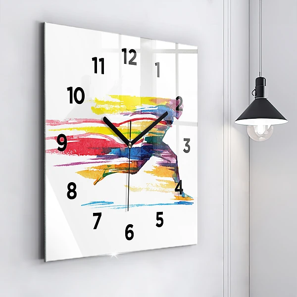 Wanduhr quadratisch mit motiv Illustration eines Läufers
