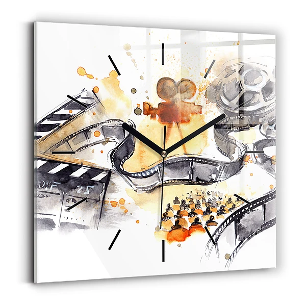 Wanduhr modern quadratisch Kinematographie Kamera