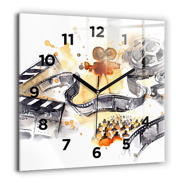 Wanduhr modern quadratisch Kinematographie Kamera