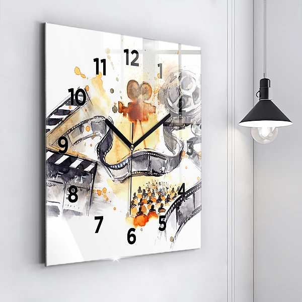 Wanduhr modern quadratisch Kinematographie Kamera