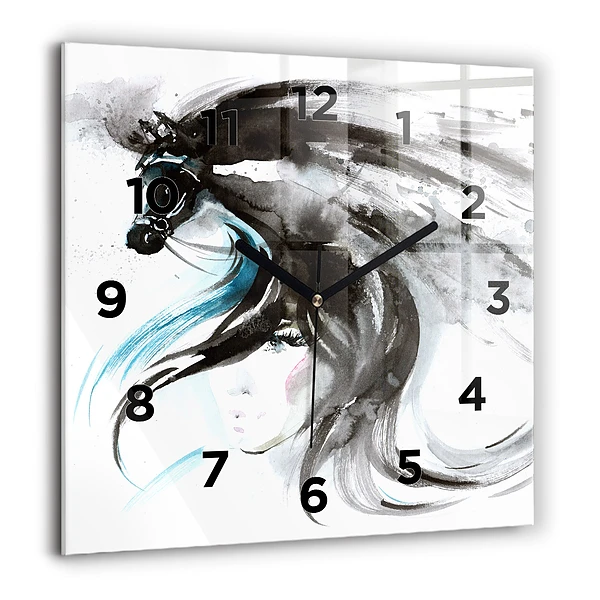 Wanduhr quadratisch mit motiv Abstraktes Pferd und Frau