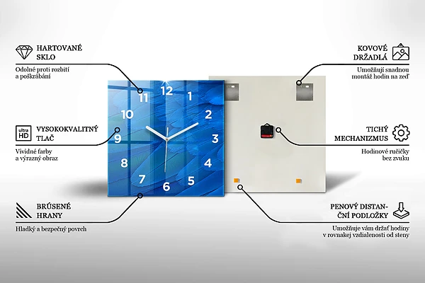 Wanduhr modern quadratisch Bär auf einem Hintergrund aus Eis