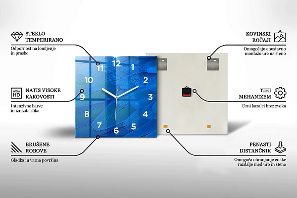 Wanduhr quadratisch mit motiv Gesicht in Form eines Schmetterlings