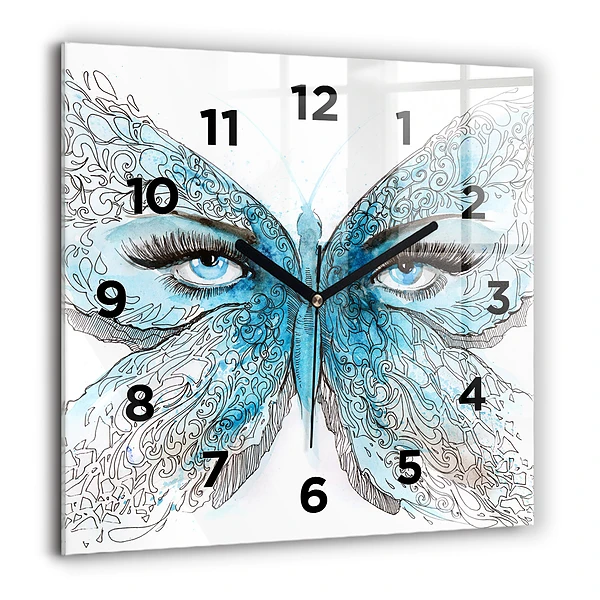 Wanduhr quadratisch mit motiv Gesicht in Form eines Schmetterlings