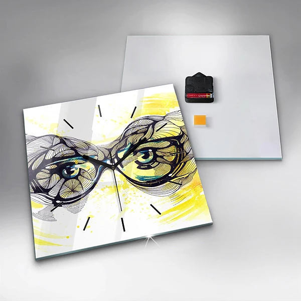 Wanduhr modern quadratisch Sonnenbrille