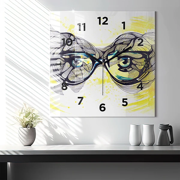 Wanduhr modern quadratisch Sonnenbrille