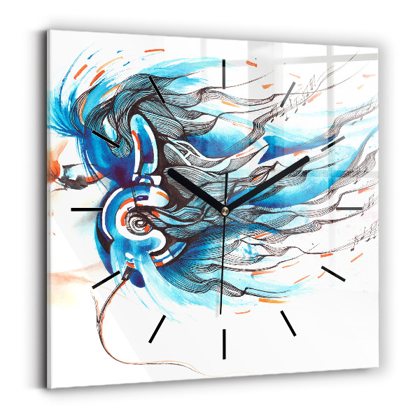Wanduhr quadratisch mit motiv Illustration eines Kopfhörers