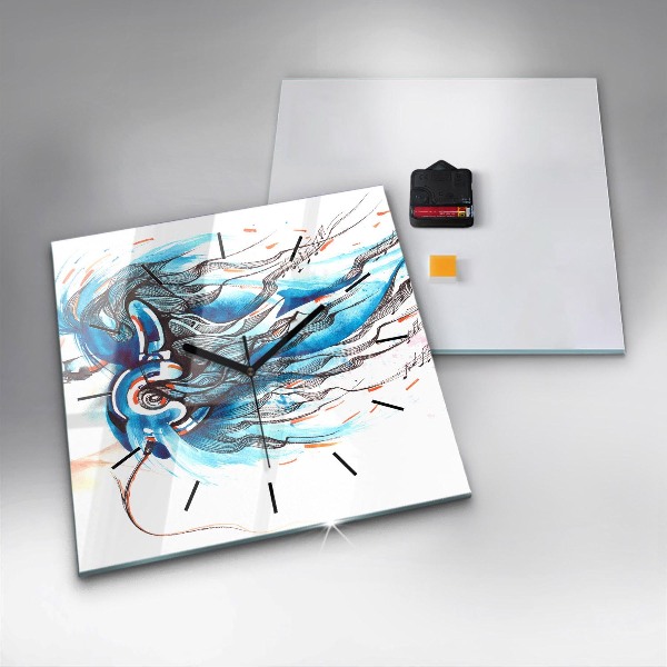Wanduhr quadratisch mit motiv Illustration eines Kopfhörers