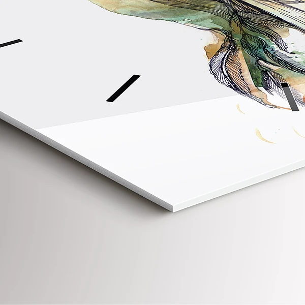 Wanduhr modern quadratisch Vogel-Buch