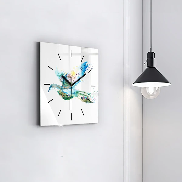 Wanduhr quadratisch mit motiv Vogel und Frühling Abstraktion