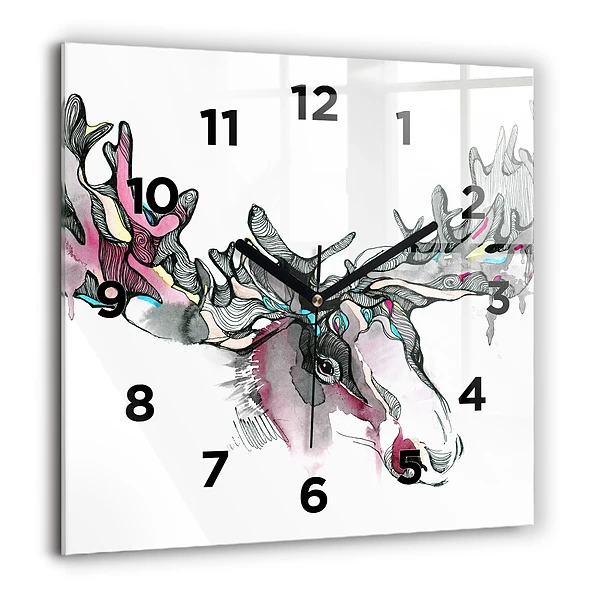 Wanduhr quadratisch Elch abstrakt