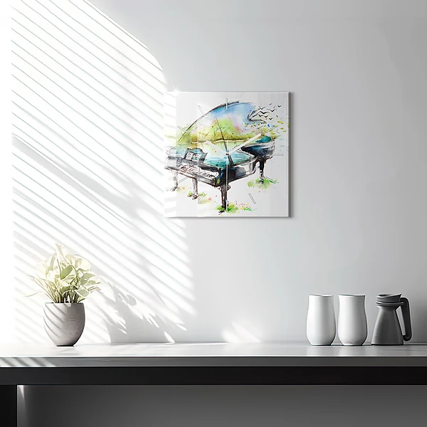 Wanduhr modern quadratisch Illustration der 4 Jahreszeiten