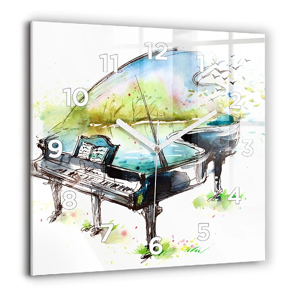 Wanduhr modern quadratisch Illustration der 4 Jahreszeiten