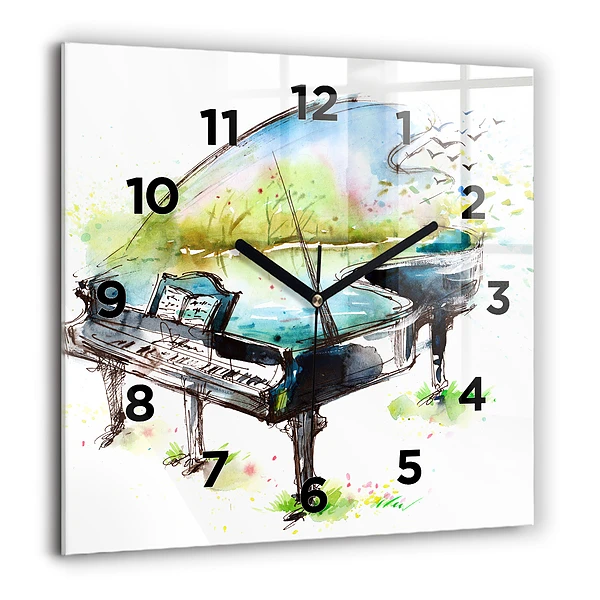 Wanduhr modern quadratisch Illustration der 4 Jahreszeiten