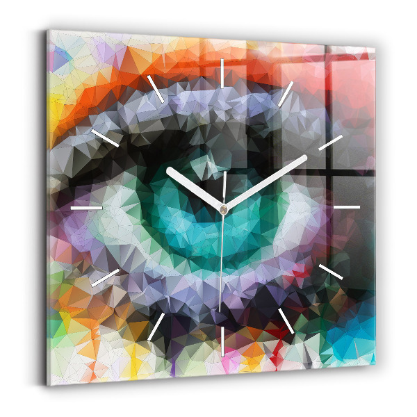Wanduhr quadratisch mit motiv Farbiges menschliches Auge
