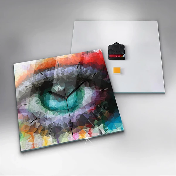 Wanduhr quadratisch mit motiv Farbiges menschliches Auge