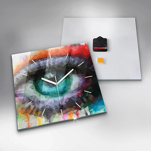 Wanduhr quadratisch mit motiv Farbiges menschliches Auge
