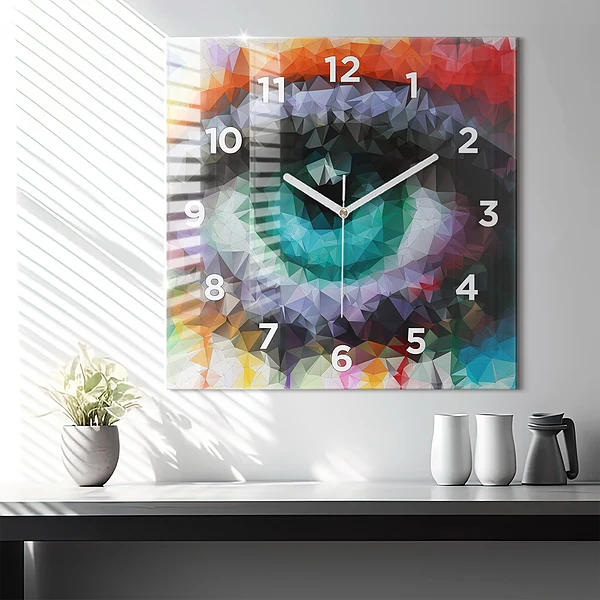 Wanduhr quadratisch mit motiv Farbiges menschliches Auge