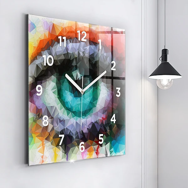 Wanduhr quadratisch mit motiv Farbiges menschliches Auge
