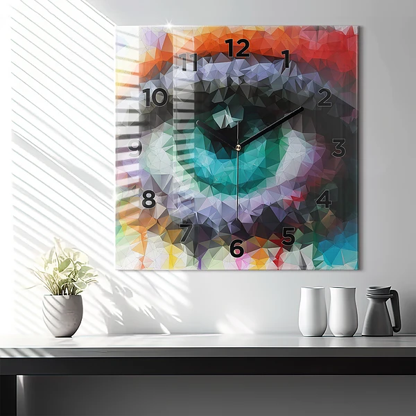 Wanduhr quadratisch mit motiv Farbiges menschliches Auge