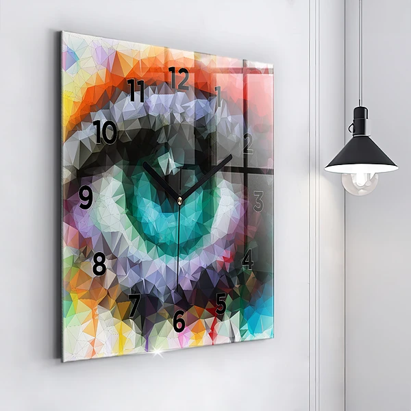 Wanduhr quadratisch mit motiv Farbiges menschliches Auge