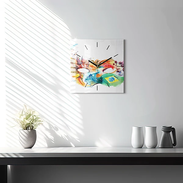 Wanduhr modern quadratisch Kultur - Flagge von Brasilien