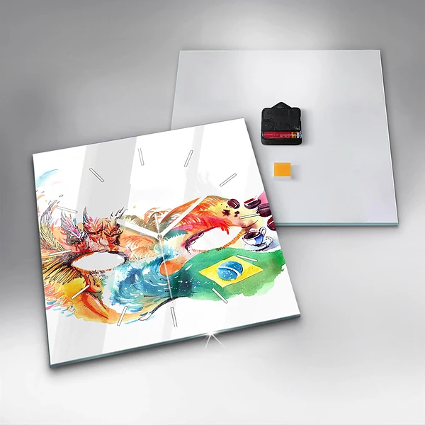 Wanduhr modern quadratisch Kultur - Flagge von Brasilien
