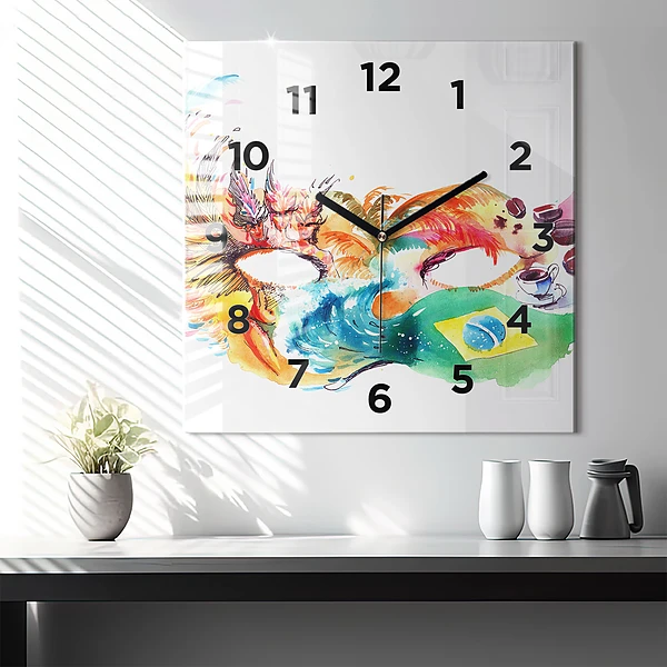 Wanduhr modern quadratisch Kultur - Flagge von Brasilien