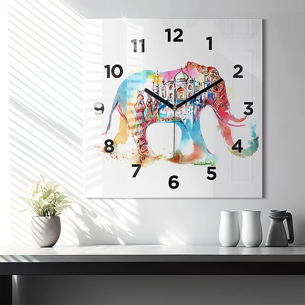 Wanduhr quadratisch mit motiv Kultur von Indien