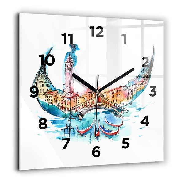 Wanduhr modern quadratisch Italien - Die venezianische Gondel