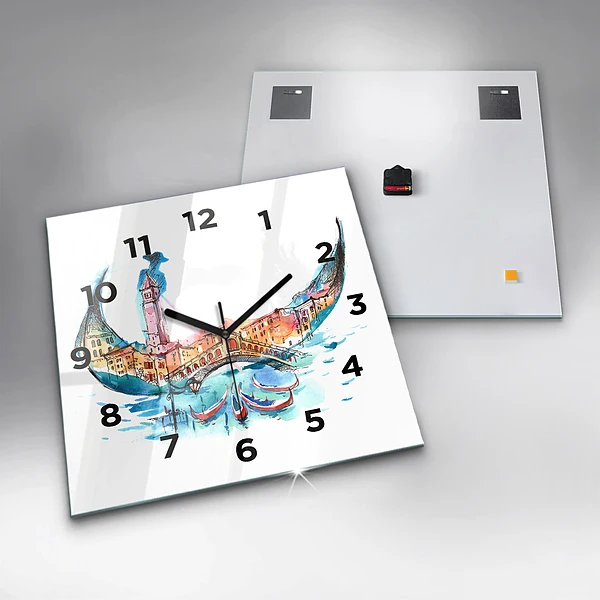 Wanduhr modern quadratisch Italien - Die venezianische Gondel