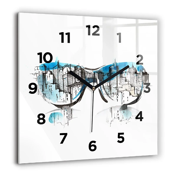 Wanduhr quadratisch mit motiv Die Stadt im Glas