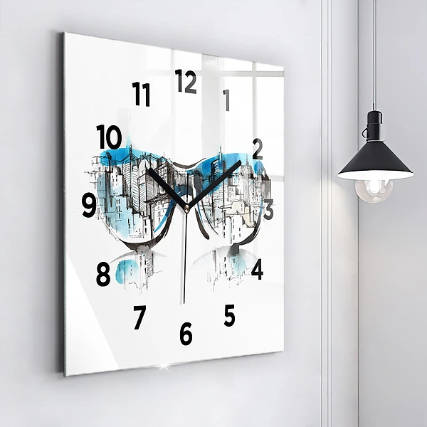 Wanduhr quadratisch mit motiv Die Stadt im Glas