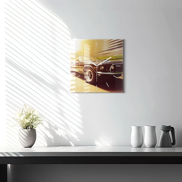 Wanduhr quadratisch mit motiv Klassisches altes Auto