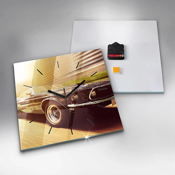 Wanduhr quadratisch mit motiv Klassisches altes Auto