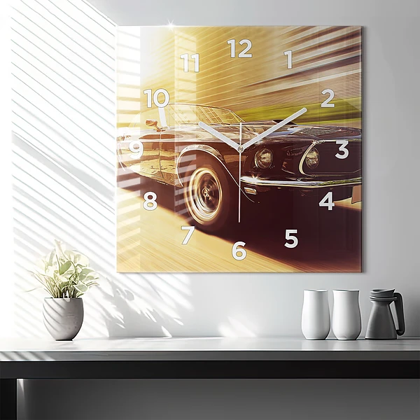 Wanduhr quadratisch mit motiv Klassisches altes Auto