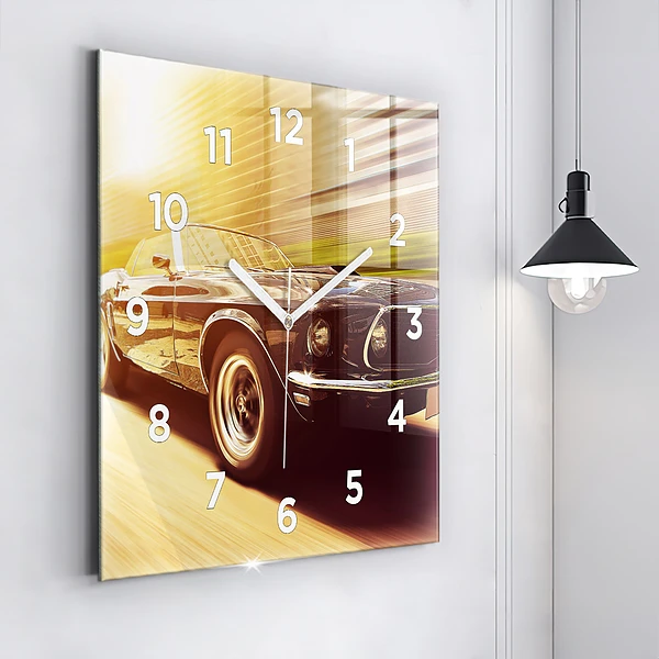 Wanduhr quadratisch mit motiv Klassisches altes Auto