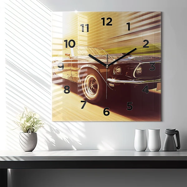 Wanduhr quadratisch mit motiv Klassisches altes Auto
