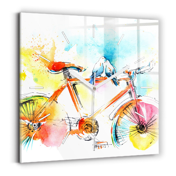 Wanduhr quadratisch mit motiv Bemaltes Fahrrad