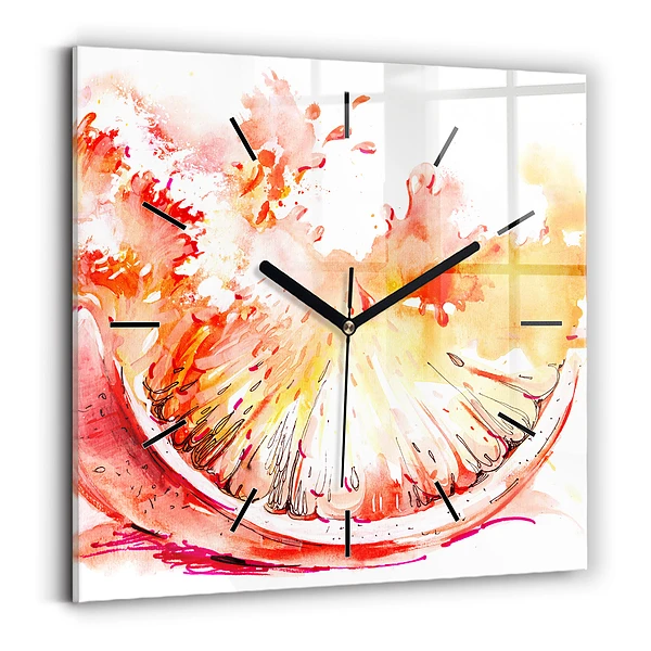 Wanduhr quadratisch mit motiv Gemalte Orange