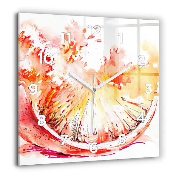 Wanduhr quadratisch mit motiv Gemalte Orange